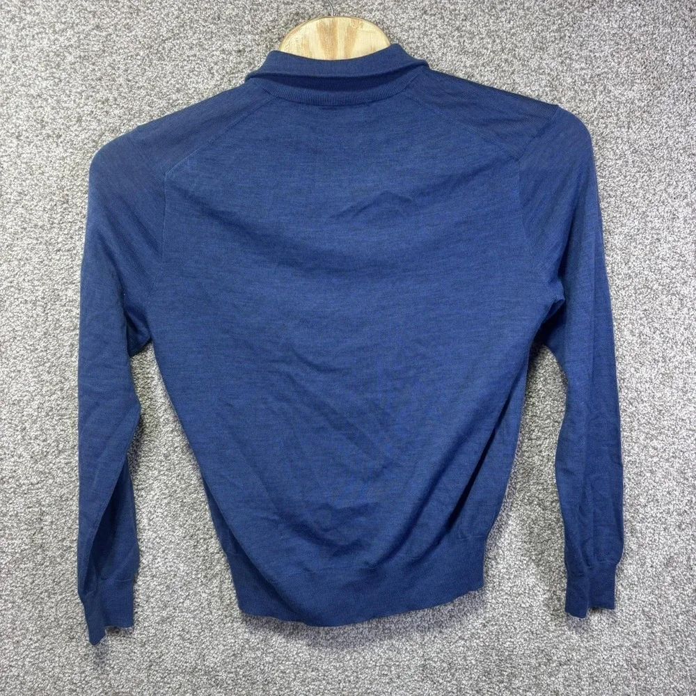 Polo By Ralph Lauren Sweater Mens Large Blue Merino Wool 1/4 Zip Mock Neck